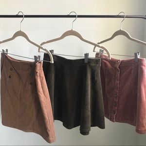 3 ribbed mini skirts